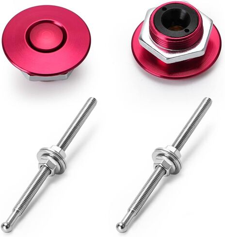 PTNHZ RACING 2pcs 1.25 "عالمي JDM نمط سريع مزلاج الوفير الإفراج السحابة زر ضغط البليت هود دبوس قفل كليب عدة دبابيس سريعة للسيارات السيارات الوفير هود لوحة الترخيص (الأحمر) in Kuwait