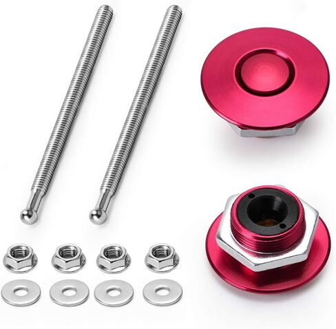 PTNHZ RACING 2pcs 1.25 "عالمي JDM نمط سريع مزلاج الوفير الإفراج السحابة زر ضغط البليت هود دبوس قفل كليب عدة دبابيس سريعة للسيارات السيارات الوفير هود لوحة الترخيص (الأحمر) in Kuwait