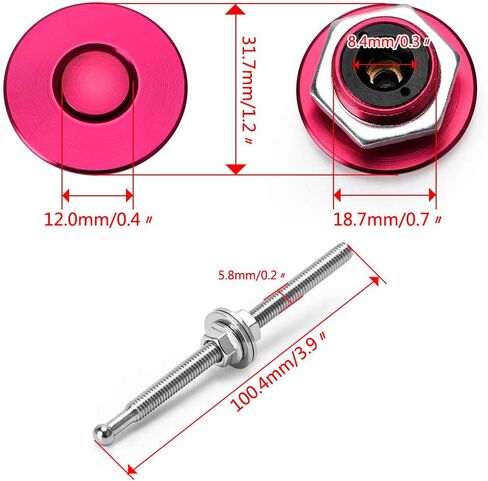 PTNHZ RACING 2pcs 1.25 "عالمي JDM نمط سريع مزلاج الوفير الإفراج السحابة زر ضغط البليت هود دبوس قفل كليب عدة دبابيس سريعة للسيارات السيارات الوفير هود لوحة الترخيص (الأحمر) in Kuwait