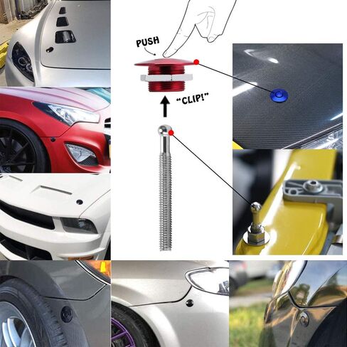 PTNHZ RACING 2pcs 1.25 "عالمي JDM نمط سريع مزلاج الوفير الإفراج السحابة زر ضغط البليت هود دبوس قفل كليب عدة دبابيس سريعة للسيارات السيارات الوفير هود لوحة الترخيص (الأحمر) in Kuwait