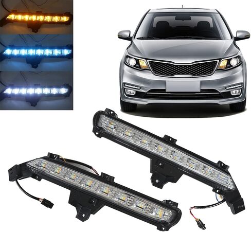 2PCS LED Daytime Running Light, Left Right Sequential 3 Lighting Color DRL Light Replacement for KIA K2 2014?2016 in Saudi Arabia