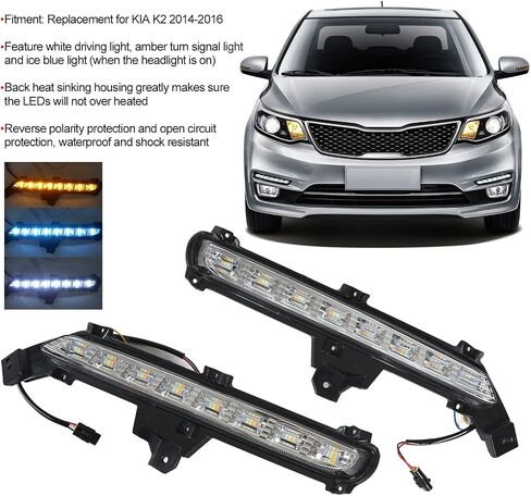 2PCS LED Daytime Running Light, Left Right Sequential 3 Lighting Color DRL Light Replacement for KIA K2 2014?2016 in Saudi Arabia