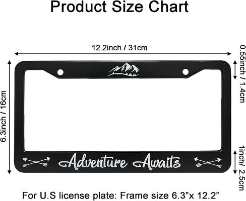 Car License Plate Frame - Matte Stainless Steel License Plate Covers with Free Screws Fasteners + Black Screw Caps (2 Pack-Black) in Saudi Arabia