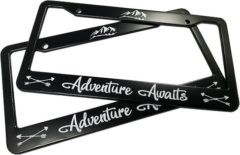 Car License Plate Frame - Matte Stainless Steel License Plate Covers with Free Screws Fasteners + Black Screw Caps (2 Pack-Black) in Saudi Arabia
