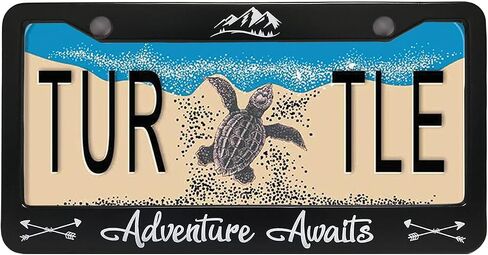Car License Plate Frame - Matte Stainless Steel License Plate Covers with Free Screws Fasteners + Black Screw Caps (2 Pack-Black) in Saudi Arabia