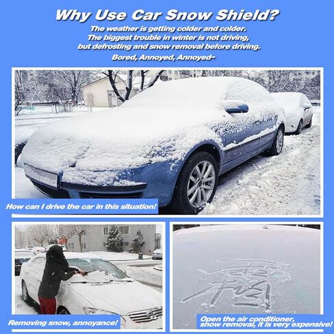 AUQDD 4-Layers All-Weather Windshield Sunscreen Cover - for Compact and Medium-Sized SUVs, Sedans, High Density PE Aluminized Film, Heat Insulation, Wear Resistance, UV Resistance, Magnetically Fixed in Saudi Arabia