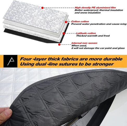 AUQDD 4-Layers All-Weather Windshield Sunscreen Cover - for Compact and Medium-Sized SUVs, Sedans, High Density PE Aluminized Film, Heat Insulation, Wear Resistance, UV Resistance, Magnetically Fixed in Saudi Arabia