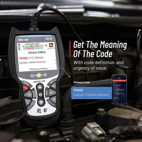 اينوفا 5210 - ماسح رموز تشخيص OBD2 - قراءة/مسح رموز ABS وعرض البيانات المباشرة واختبار نظام شحن البطارية/البطارية in Saudi Arabia
