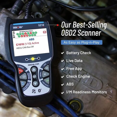 اينوفا 5210 - ماسح رموز تشخيص OBD2 - قراءة/مسح رموز ABS وعرض البيانات المباشرة واختبار نظام شحن البطارية/البطارية in Saudi Arabia