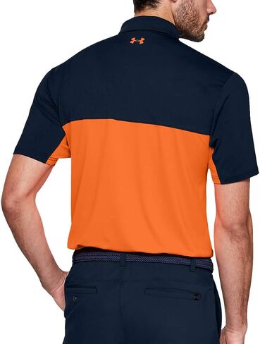 Under Armour Golf Performance Polo 2.0 Color Block Academy/Orange Spark LG in Saudi Arabia