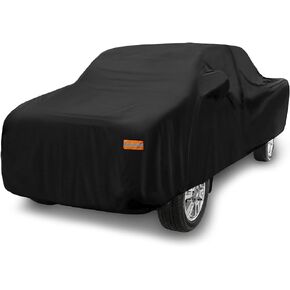 غطاء سيارة شاحنة بيك اب X AUTOHAUX لسيارة Toyota Tacoma Crew Cab Pickup 4 أبواب 6.1 قدم سرير 05-21 خارجي مقاوم للماء والشمس والمطر والغبار والرياح وحماية الثلوج 190T PU مع سحاب باب السائق رمادي