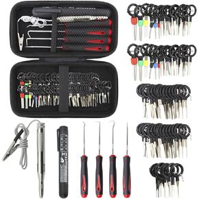 مجموعة ادوات ازالة الاطراف 86 قطعة من اورميتش مع مفك براغي مانع تسرب زيت السيارة واختبار سائل الفرامل واختبار دائرة ضوء السيارة، مجموعة استخلاص طرف الدبوس، مجموعة ادوات استخلاص دبوس موصل الاسلاك in Kuwait