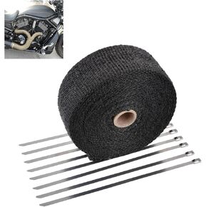 KATUR 2" x50Ft Exhaust Heat Wrap Tap Header Glassfiber Wrap Kit with 8pcs 11.8 Inch Stainless Locking Ties (Black) in Kuwait