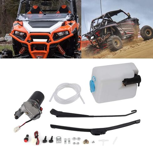 ممسحة زجاج أمامي عدة ممسحة زجاج أمامي كهربائية مجموعة تجميع ممسحة زجاج أمامي ذراع صنبور الماء وعاء خرطوم ل UTV ATV in Kuwait