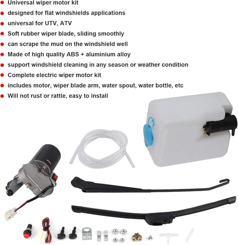ممسحة زجاج أمامي عدة ممسحة زجاج أمامي كهربائية مجموعة تجميع ممسحة زجاج أمامي ذراع صنبور الماء وعاء خرطوم ل UTV ATV in Kuwait