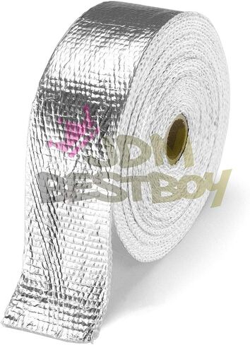 Beige Exhaust Pipe Insulation Thermal Heat Wrap 2" x 50' Car Motorcycle Header Protection Fiberglass Heat Shield 6X Stainless Ties in Kuwait