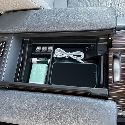 صينية تنظيم وحدة التحكم المركزية من TOPINSTALL متوافقة مع 2023 2022 2021 Toyota Sienna، صندوق مسند الذراع، صينية تخزين ثانوية، حاوية عملات معدنية من بلاستيك ABS in Kuwait