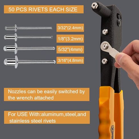 XINQIAO Pop Rivet Gun Kit مسامير برشام ممتازة مع مسامير متضمنة (M 200 برشام) in Kuwait