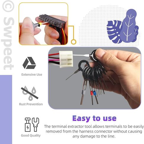 Swpeet 19Pcs Terminal Removal Tool Assortment Kit, Wire Connector Terminal Pin Extractors Pin Terminal Extractor Kit for Most Car Connector Terminal Needle Removal Tool in Saudi Arabia