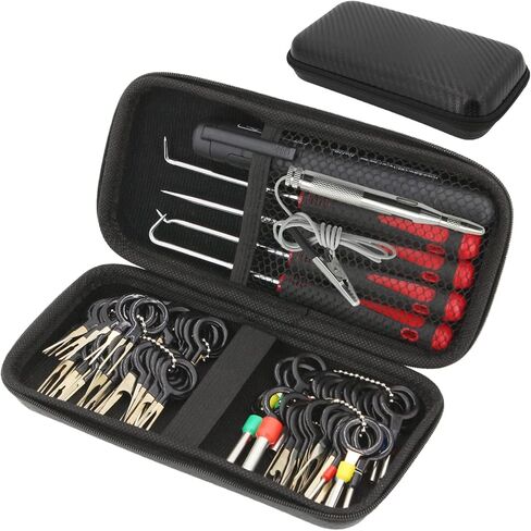 مجموعة ادوات ازالة الاطراف 86 قطعة من اورميتش مع مفك براغي مانع تسرب زيت السيارة واختبار سائل الفرامل واختبار دائرة ضوء السيارة، مجموعة استخلاص طرف الدبوس، مجموعة ادوات استخلاص دبوس موصل الاسلاك in Kuwait