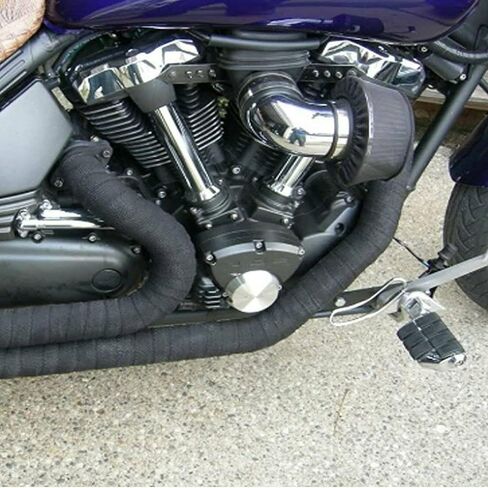 VOWAGH 2" x 50' Exhaust Heat Wrap Roll for Motorcycle Fiberglass Heat Shield Tape with Stainless Ties (Blue) in Kuwait