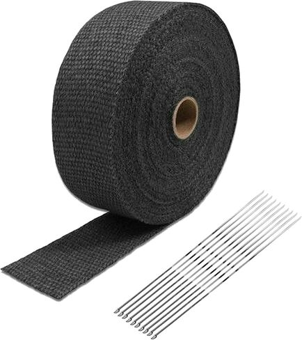 VOWAGH 2" x 50' Exhaust Heat Wrap Roll for Motorcycle Fiberglass Heat Shield Tape with Stainless Ties (Blue) in Kuwait