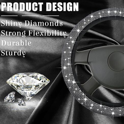 Funtery Bling Car Seat Covers and Accessories Set Rhinestone Diamond Car Decorative Accessories Glitter Seat Covers Car Floor Mats Steering Wheel Cover, Fit for Most Car (Silver,Full Set) in Saudi Arabia