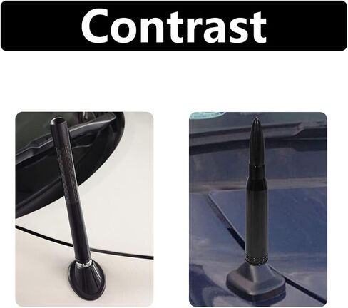 Car Bullet Antenna, Vehicle Replacement Short Antenna Mast, Heavy Dust Aluminum Auto Decoration Antenna Toppers with Converter, Universal Car Exterior Decor Accessories (Black) in Kuwait