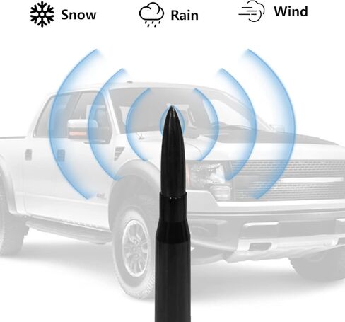 Car Bullet Antenna, Vehicle Replacement Short Antenna Mast, Heavy Dust Aluminum Auto Decoration Antenna Toppers with Converter, Universal Car Exterior Decor Accessories (Black) in Kuwait