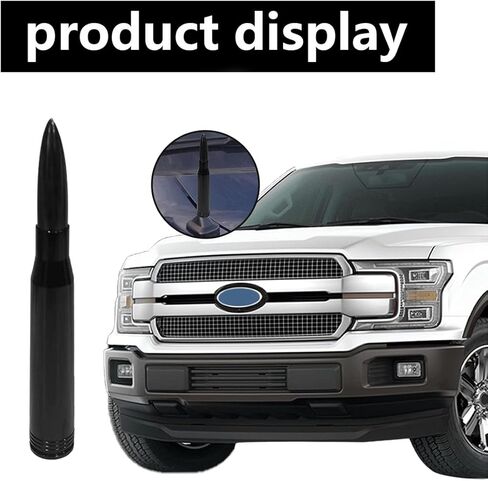Car Bullet Antenna, Vehicle Replacement Short Antenna Mast, Heavy Dust Aluminum Auto Decoration Antenna Toppers with Converter, Universal Car Exterior Decor Accessories (Black) in Kuwait