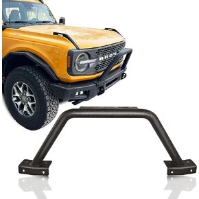 YZONA Bull Bar مع واقي فرشاة مصبغة مثبتة على الضوء مناسب لباب 2021 2022 2023 Ford Bronco 2/4 (يناسب فقط المصد الأمامي الفولاذي المعياري)، قضيب دفع الصخور على الطرق الوعرة (أسود) in Kuwait
