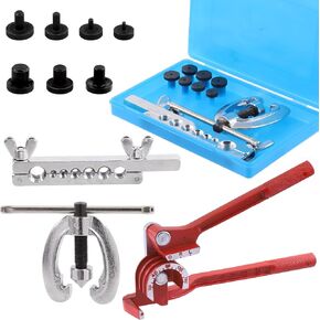 9Pcs Flaring Tool and Tube Bender, 1/2" 7/16" 3/8" 5/16" 1/4" 3/16" 5/8" Line Flaring Tools and 3 In 1 Copper Bender 1/4" 5/16" 3/8" Manual Tubing Bender for Pipe Copper Brass Aluminum in Saudi Arabia