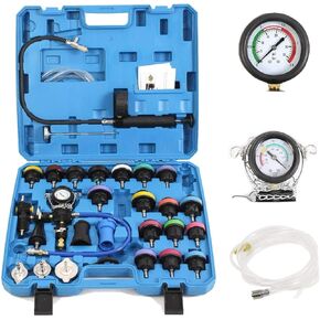 28-Piece Universal Radiator Pressure Tester, Vacuum Type Cooling System Tool Kit For Many Makes and Models with Carrying Case (Blue Case) in Kuwait