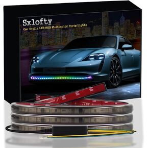 Car LED Light Strip Exterior Waterproof 24Inches RGB Multicolor DRL LED Strip Lights for Car Front Bumper Grille Light,with Turn Signal Light, for Car Daytime Running Light for Cars,SUVs,Trucks in Kuwait