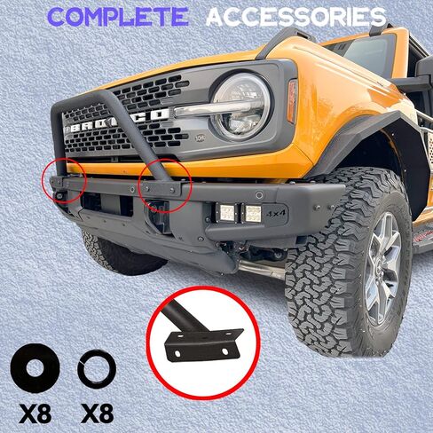 YZONA Bull Bar with Light Mount Grille Brush Guard Suitable for 2021 2022 2023 Ford Bronco 2/4 Door (ONLY fit Modular Steel Front Bumper), Front Bumper Rack Off Road Rock Push Bar (Black) in Kuwait