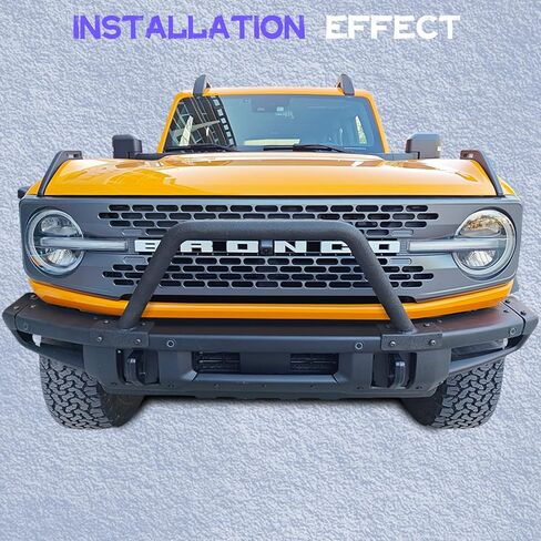YZONA Bull Bar with Light Mount Grille Brush Guard Suitable for 2021 2022 2023 Ford Bronco 2/4 Door (ONLY fit Modular Steel Front Bumper), Front Bumper Rack Off Road Rock Push Bar (Black) in Kuwait
