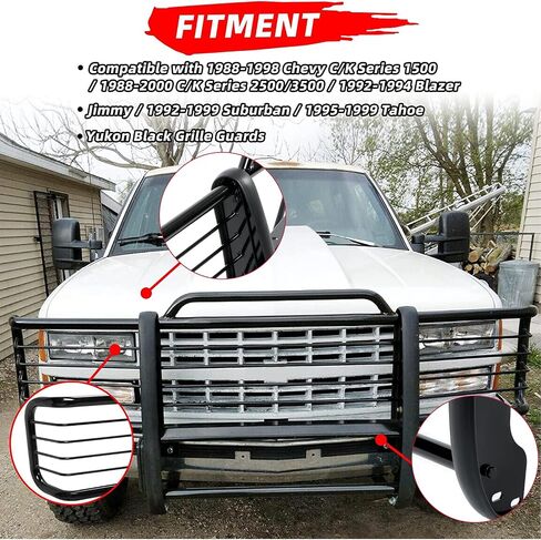 HECASA Grille Brush Guard Compatible with 1988-1998 Chevy C/K Series 1500 1988-2000 C/K Series 2500/3500 1992-1994 Blazer/Jimmy 1992-1999 Suburban 1995-1999 Tahoe/Yukon Front Bumper Grill Guard in Saudi Arabia