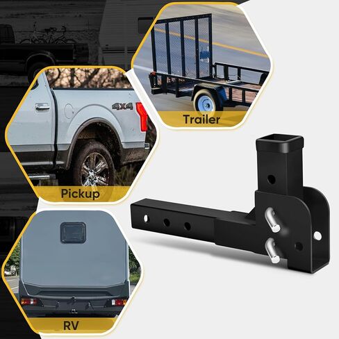 DACK Folding 2" Trailer Hitch Adapter, 800LBS 2 inch Receiver Hitch Adapter Trailer Hitch Cargo Wheelchair Carrier Adapter Compatible with 2 Inch Trailer Hitches in Kuwait