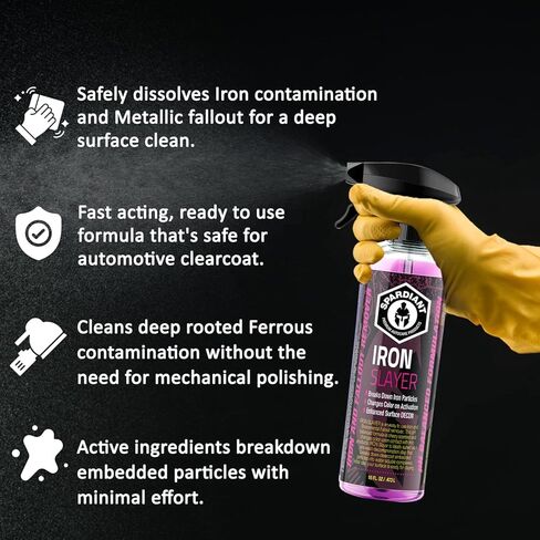 سبارديانت ايرون سلاير مزيل صدأ السيارة وبخاخ مانع لتفاصيل السيارة - إزالة جزيئات الحديد في طلاء السيارات والدراجات النارية والمركبات الترفيهية والقوارب 16 أونصة in Kuwait