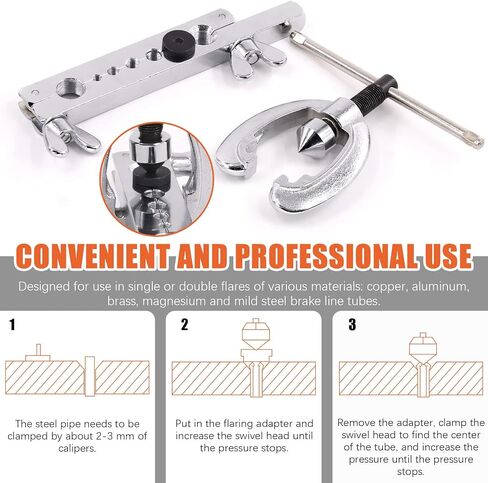 9Pcs Flaring Tool and Tube Bender, 1/2" 7/16" 3/8" 5/16" 1/4" 3/16" 5/8" Line Flaring Tools and 3 In 1 Copper Bender 1/4" 5/16" 3/8" Manual Tubing Bender for Pipe Copper Brass Aluminum in Kuwait