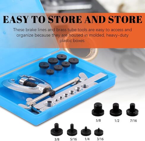 9Pcs Flaring Tool and Tube Bender, 1/2" 7/16" 3/8" 5/16" 1/4" 3/16" 5/8" Line Flaring Tools and 3 In 1 Copper Bender 1/4" 5/16" 3/8" Manual Tubing Bender for Pipe Copper Brass Aluminum in Kuwait