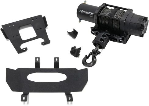 ونش SuperATV 4500 رطل Black Ops مع لوحة تثبيت ونش شديدة التحمل لعام 2019+ Polaris RZR XP Turbo/RZR XP4 Turbo | مجموعة RZR الكاملة للونش والونش جاهزة للتثبيت! | لا الحفر المطلوبة in Kuwait