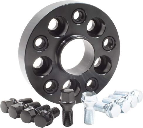 Wheel Accessories Parts 1 Piece Tuner Hub Centric European Vehicle Wheel Spacer with M14 1.25 Black Bolts 20mm Thickness 5 on 120mm Bolt Pattern PCD 72.56mm Vehicle & Wheel Hub Fits BMW & Mini in Saudi Arabia