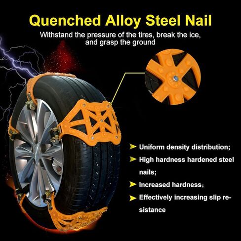 Brangstak Car Snow Chains - Adjustable Emergency Slip 8 Piece Chains for Ice, Dirt and Sand, Universal Snow Chains for Uphill All Cars with Tire Width 165-275mm in Saudi Arabia
