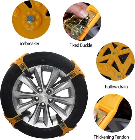 Brangstak Car Snow Chains - Adjustable Emergency Slip 8 Piece Chains for Ice, Dirt and Sand, Universal Snow Chains for Uphill All Cars with Tire Width 165-275mm in Saudi Arabia