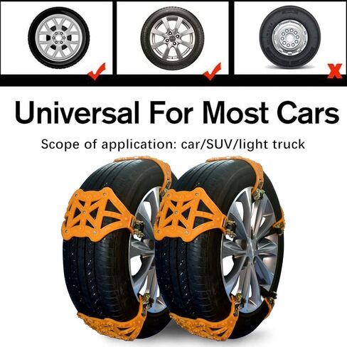Brangstak Car Snow Chains - Adjustable Emergency Slip 8 Piece Chains for Ice, Dirt and Sand, Universal Snow Chains for Uphill All Cars with Tire Width 165-275mm in Saudi Arabia