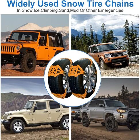 Brangstak Car Snow Chains - Adjustable Emergency Slip 8 Piece Chains for Ice, Dirt and Sand, Universal Snow Chains for Uphill All Cars with Tire Width 165-275mm in Saudi Arabia