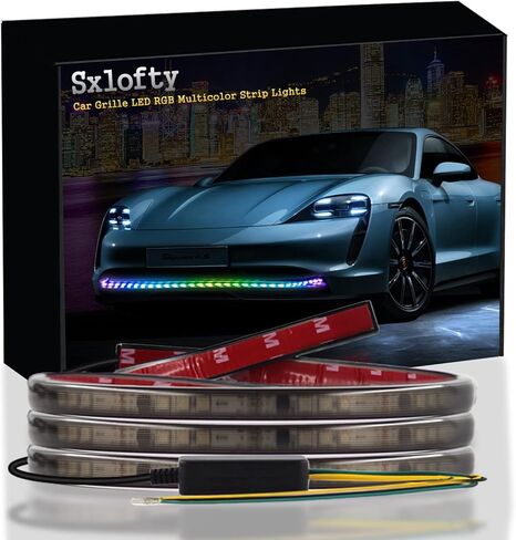 Car LED Light Strip Exterior Waterproof 24Inches RGB Multicolor DRL LED Strip Lights for Car Front Bumper Grille Light,with Turn Signal Light, for Car Daytime Running Light for Cars,SUVs,Trucks in Kuwait