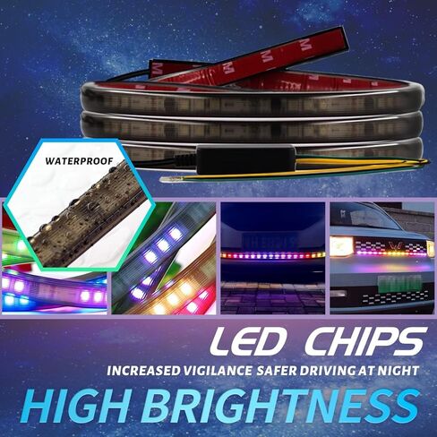Car LED Light Strip Exterior Waterproof 24Inches RGB Multicolor DRL LED Strip Lights for Car Front Bumper Grille Light,with Turn Signal Light, for Car Daytime Running Light for Cars,SUVs,Trucks in Kuwait