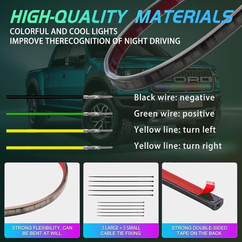 Car LED Light Strip Exterior Waterproof 24Inches RGB Multicolor DRL LED Strip Lights for Car Front Bumper Grille Light,with Turn Signal Light, for Car Daytime Running Light for Cars,SUVs,Trucks in Kuwait